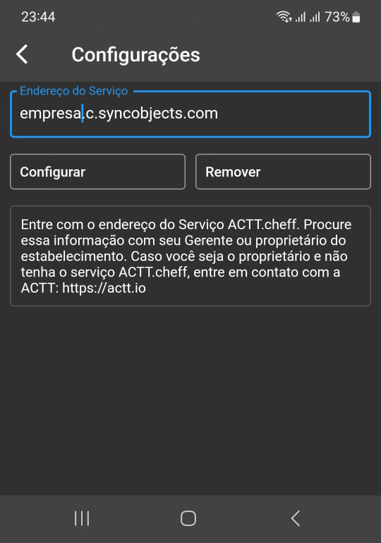 Configuration screen
